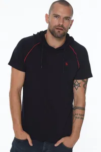 DOUBLE SET T8570 DEWBERRY HOODED MEN'S T-SHIRT-NAVY - BLACK