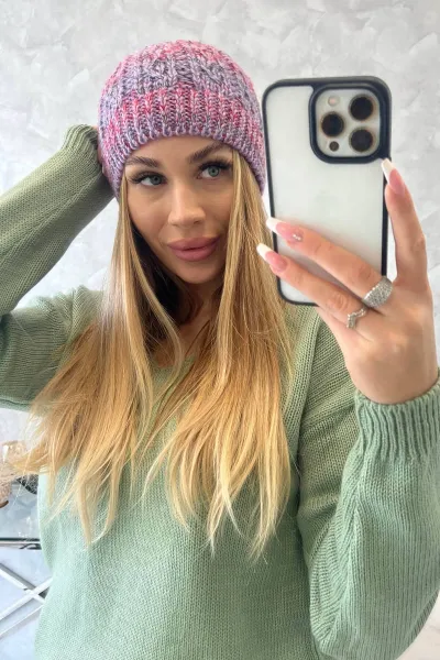 Kesi Čapica s fleece Melisa K241 fialový+červená