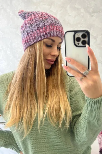 Kesi Čapica s fleece Melisa K241 fialový+červená