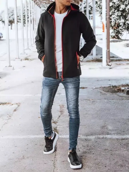 Čierno-červená pánska softshellová prechodná bunda Dstreet