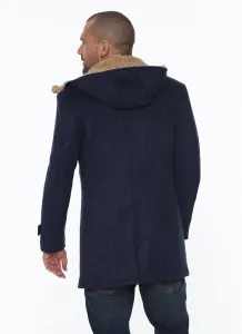 PLT8399 DEWBERRY SUEDE LOOK MEN'S COAT-NAVY BLUE