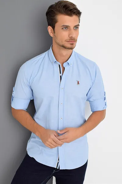 G674 DEWBERRY MEN'S SHIRT-LIGHT BLUE