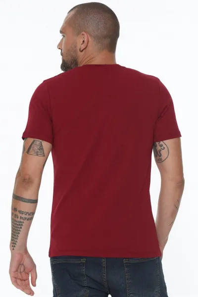 T8568 DEWBERRY V-NECK MEN'S T-SHIRT-BURGUNDY