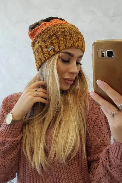 Kesi Čapica s fleece Dolores K303 horčica+oranžová+zelená