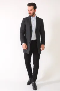 PLT8390 DEWBERRY MEN'S COAT-PATTERNED ANTHRACITE