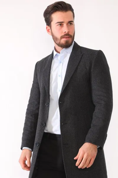 PLT8390 DEWBERRY MEN'S COAT-PATTERNED ANTHRACITE