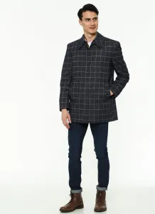 PLT8206 DEWBERRY MEN'S COAT-PATTERNED NAVY BLUE