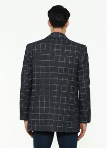 PLT8206 DEWBERRY MEN'S COAT-PATTERNED NAVY BLUE