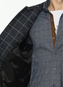 PLT8206 DEWBERRY MEN'S COAT-PATTERNED NAVY BLUE