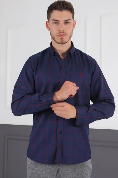 G719 DEWBERRY MEN'S SHIRT-NAVY-BURGUNDY