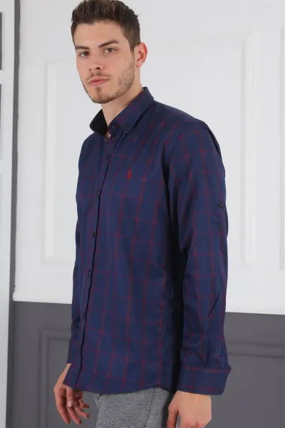 G719 DEWBERRY MEN'S SHIRT-NAVY-BURGUNDY
