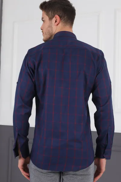 G719 DEWBERRY MEN'S SHIRT-NAVY-BURGUNDY