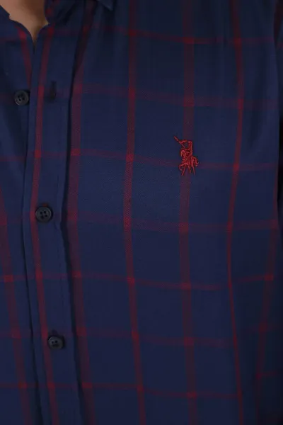 G719 DEWBERRY MEN'S SHIRT-NAVY-BURGUNDY