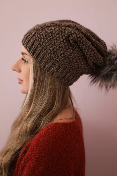 Kesi Čapica s fleece Sandra K210 cappuccino