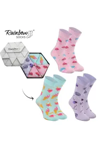 ZOOKSY/RAINBOW SOCKS Dúhové ponožky ponožky sladkosti v krabici s 3 pármi