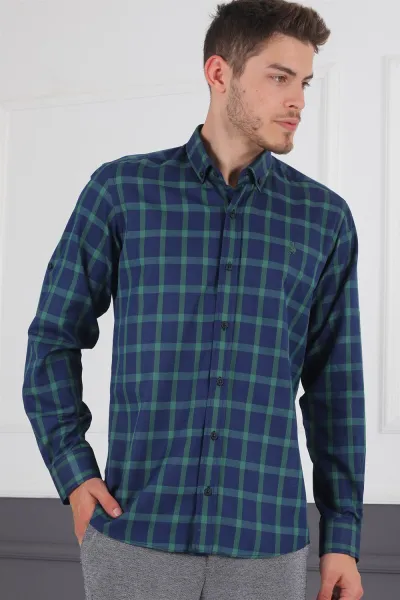 G717 DERBERRY MEN'S SHIRT-NAVY-GREEN