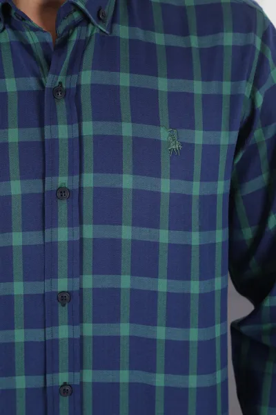 G717 DERBERRY MEN'S SHIRT-NAVY-GREEN