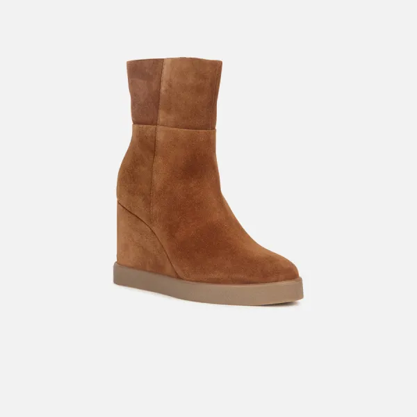 Brown women's ankle boots Geox Elidea Wedge - Women's