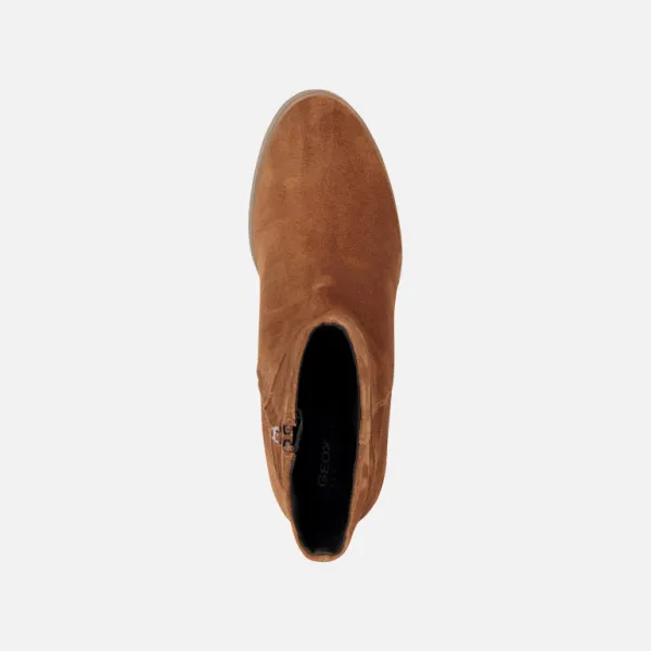 Brown women's ankle boots Geox Elidea Wedge - Women's