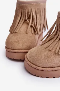 Boto Izolované topánky Detské snehové topánky s dekoratívnymi okrajmi Beige Nimia