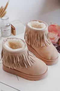 Boto Izolované topánky Detské snehové topánky s dekoratívnymi okrajmi Beige Nimia
