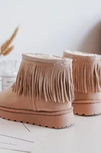 Boto Izolované topánky Detské snehové topánky s dekoratívnymi okrajmi Beige Nimia