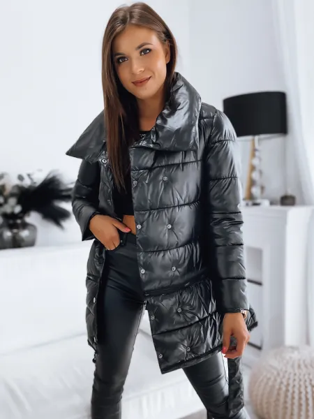 Dlhá dámska bunda bez kapucne LONDON PREMIUM čierna Dstreet