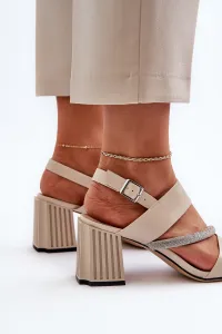 S. BARSKI Dámske elegantné sandále na opätku béžové D&A