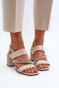 S. BARSKI Dámske elegantné sandále na opätku béžové D&A