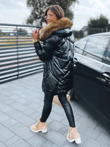 Čierna dámska prešívaná zimná bunda s kapucňou Dstreet