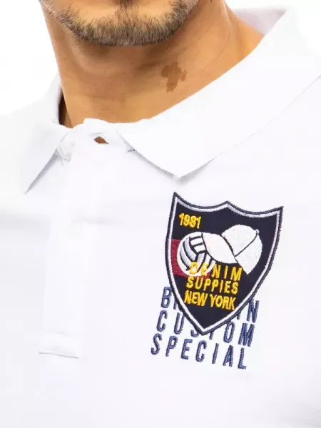 Polo tričko s výšivkou biele Dstreet