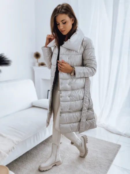 Dlhá dámska bunda bez kapucne LONDON PREMIUM béžová Dstreet