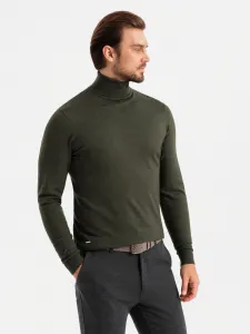 Ombre Men's knitted turtleneck with viscose - dark grey