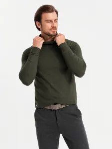 Ombre Men's knitted turtleneck with viscose - dark grey