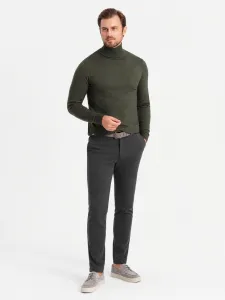 Ombre Men's knitted turtleneck with viscose - dark grey