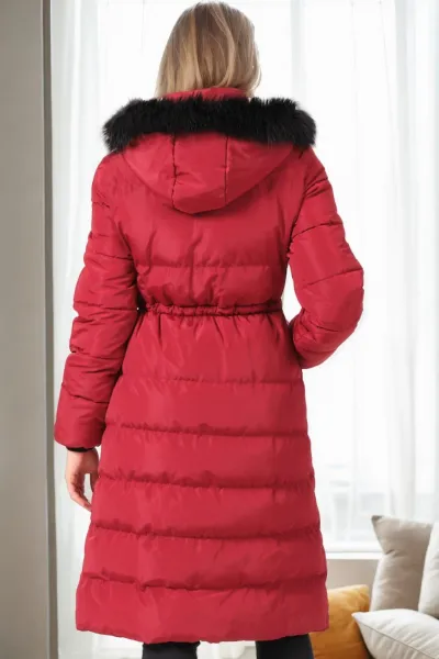 Z6758 DEWBERRY WOMEN'S COAT-PLAIN BURGUNDY
