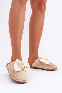 marka niezdefiniowana Dámske Papuče S Kožušinou A Mašľou Béžové Olfedi