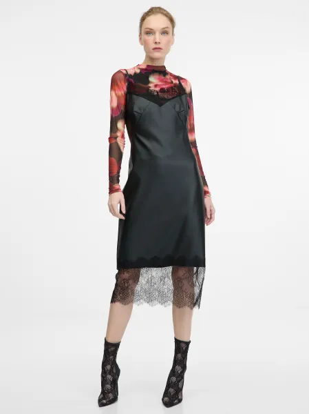 Black Women's Leatherette Midi Dress ORSAY - Women's