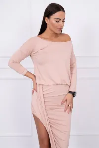 Legínovo Asymetrické šaty, 3/4 rukáv zelené Farba: Prášková béžová, Veľkosť: UNI
