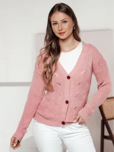 Dámsky rozopínací sveter KNITVIA ružový