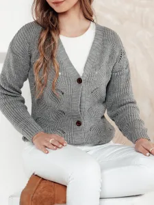 Rozpinaný sveter KNITVIA jasnosivý