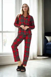 43103 Dewberry Buttoned Women Pyjama Set-RED