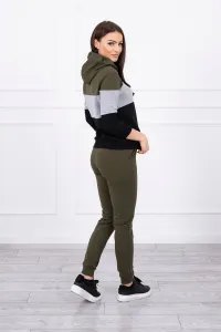 Legínovo Súprava v pestrofarebných pásoch khaki+sivá Farba: Khaki, Veľkosť: UNI