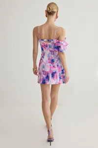 Trendyol Multicolored Bodycon Frilled Floral Patterned Woven Short Elegant Dress