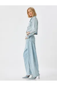 Koton High Waist Cut Leg Buttoned Jeans - Balloon Fit Jeans