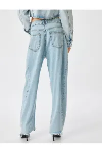 Koton High Waist Cut Leg Buttoned Jeans - Balloon Fit Jeans
