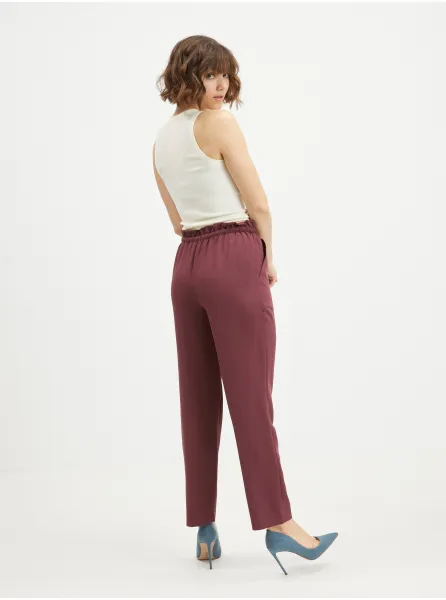 Burgundy shortened trousers VERO MODA