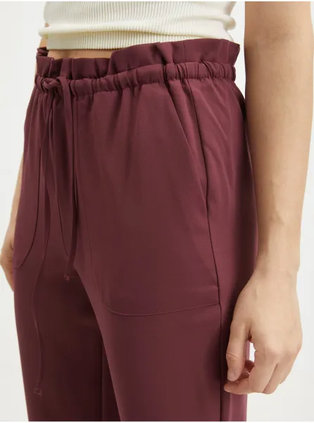 Burgundy shortened trousers VERO MODA