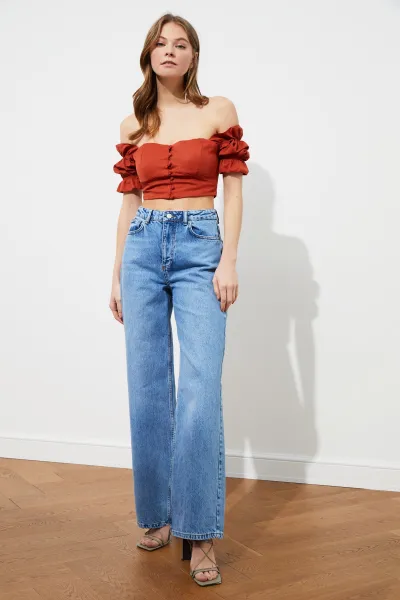 Dámsky crop top Trendyol Frill detailed