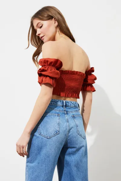 Dámsky crop top Trendyol Frill detailed